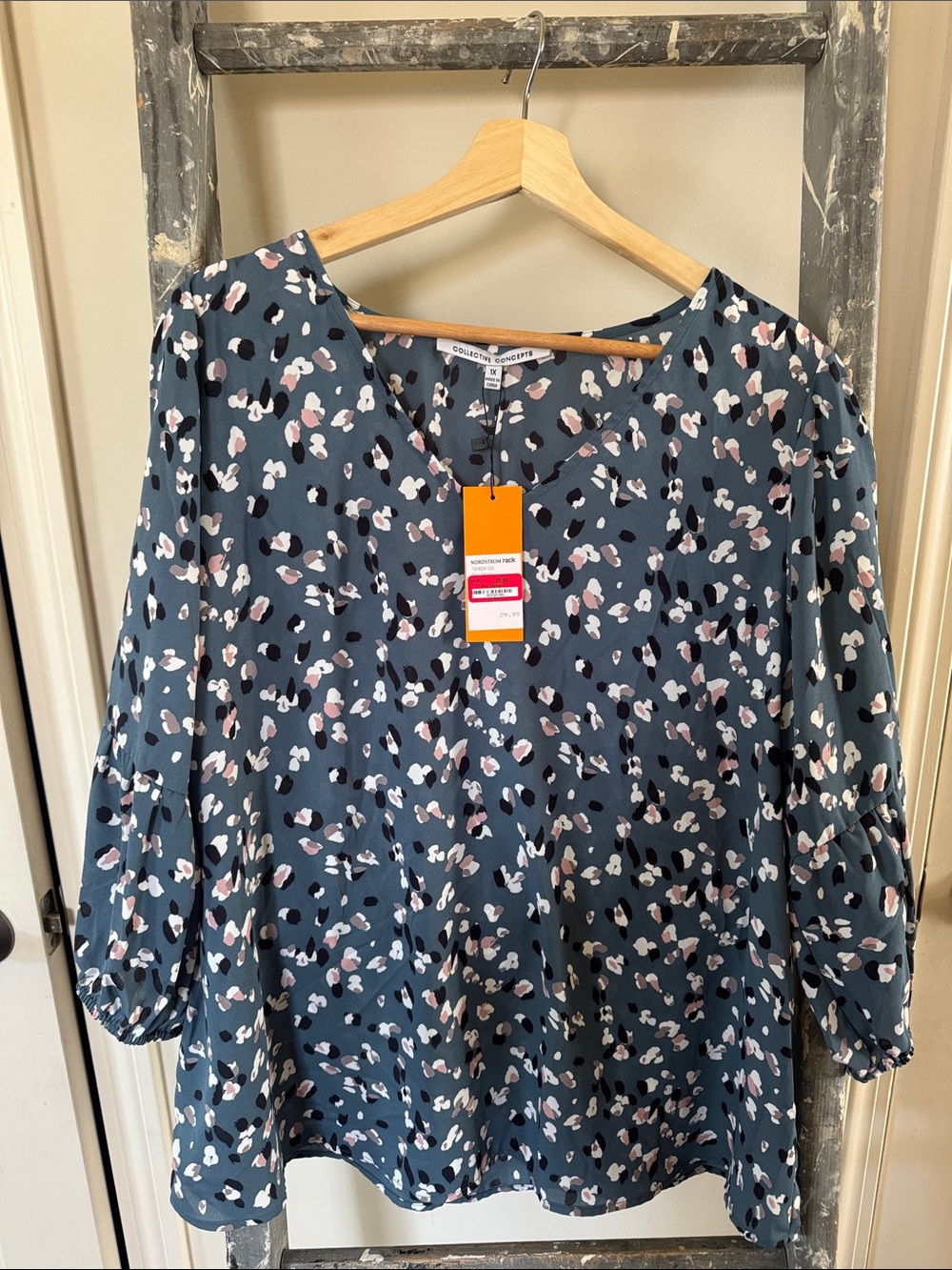Collective Concepts Blue Floral Print Blouse